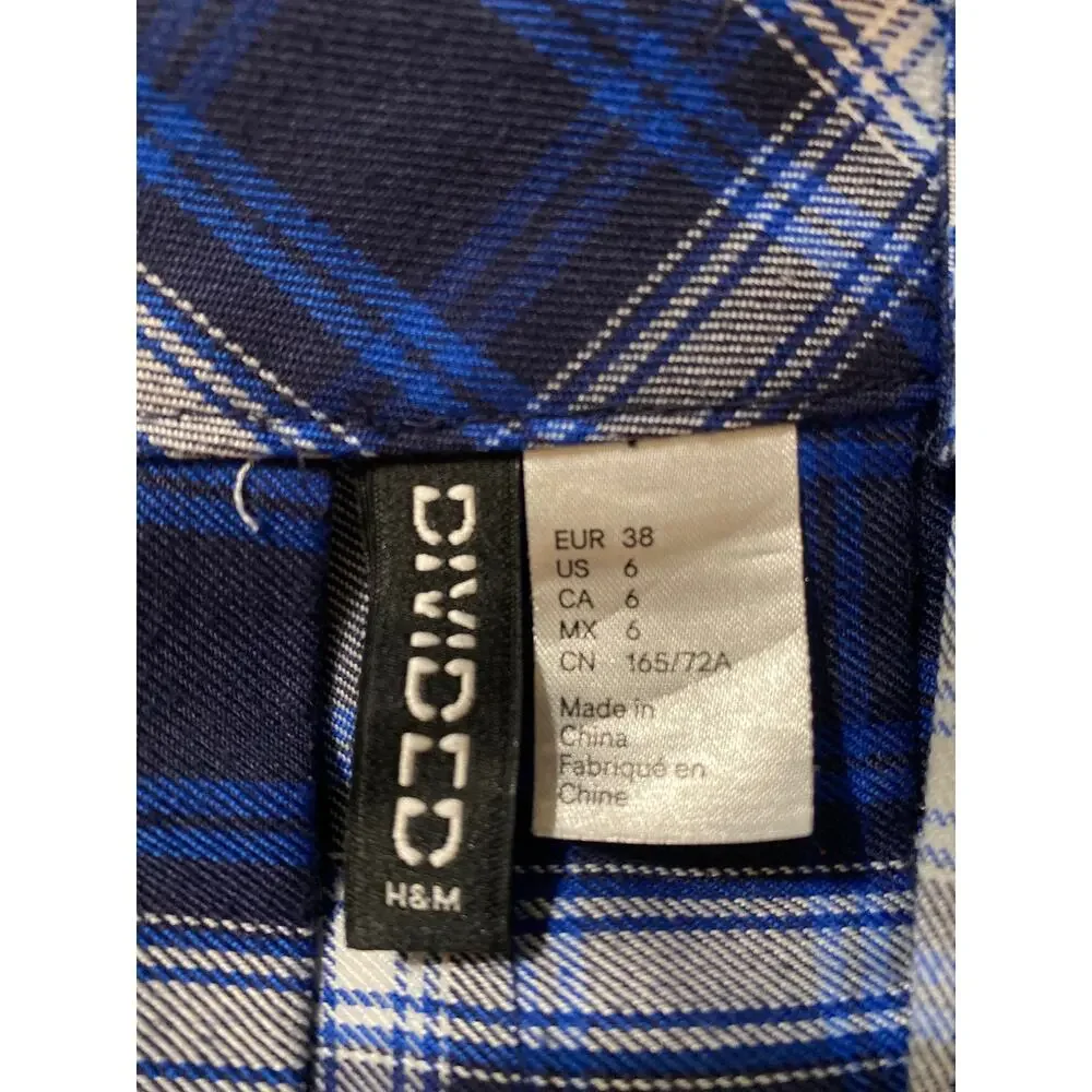 H&M Divided Royal Blue Plaid Pleated Mini Skirt Size 6 Preppy Schoolgirl Y2K